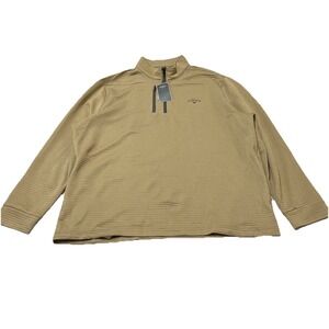 Callaway Pullover Mens XXL Tan Ribbed 1/4 Zip Opti Dry UPF Performance Golf Tech
